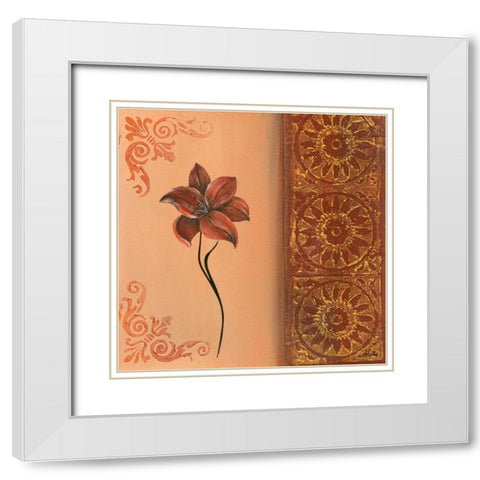 Flower with border IV White Modern Wood Framed Art Print with Double Matting by Hedy