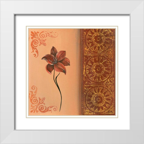 Flower with border IV White Modern Wood Framed Art Print with Double Matting by Hedy
