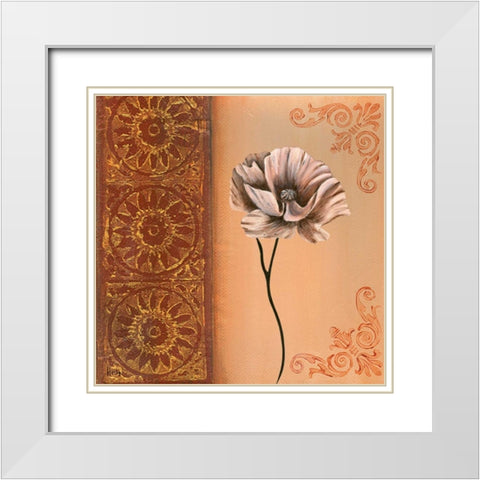 Flower with border VIII White Modern Wood Framed Art Print with Double Matting by Hedy