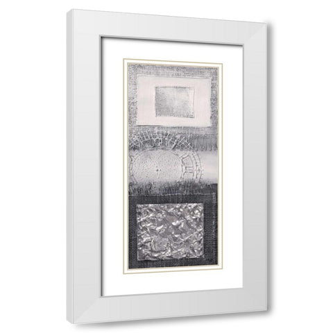 Silver blocks I White Modern Wood Framed Art Print with Double Matting by Hedy