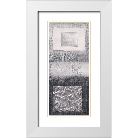 Silver blocks I White Modern Wood Framed Art Print with Double Matting by Hedy