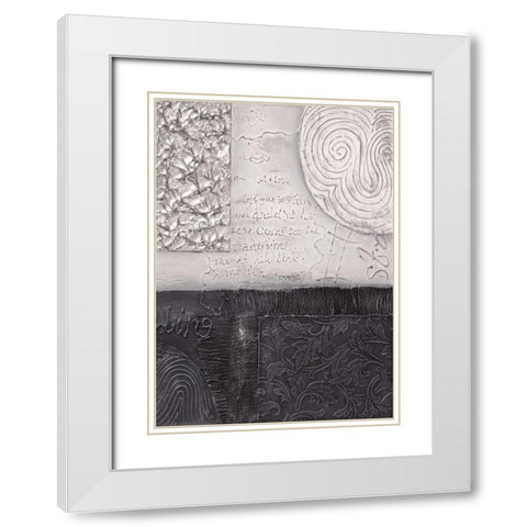 Silver blocks II White Modern Wood Framed Art Print with Double Matting by Hedy