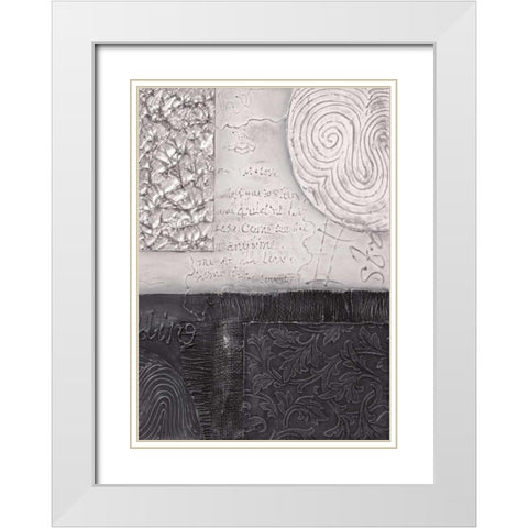 Silver blocks II White Modern Wood Framed Art Print with Double Matting by Hedy