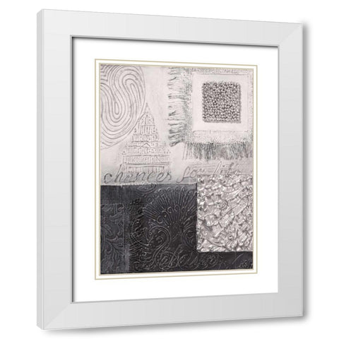 Silver blocks IV White Modern Wood Framed Art Print with Double Matting by Hedy