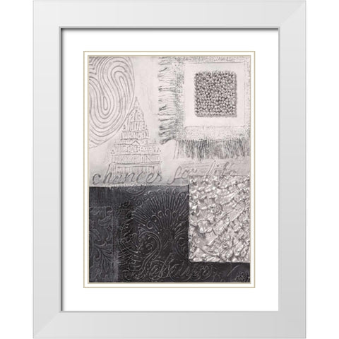 Silver blocks IV White Modern Wood Framed Art Print with Double Matting by Hedy