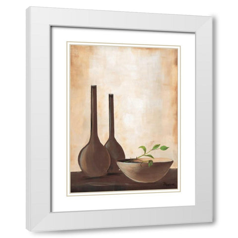 Brown vase II White Modern Wood Framed Art Print with Double Matting by Florenti, Isa