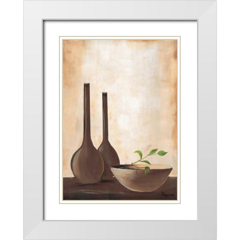 Brown vase II White Modern Wood Framed Art Print with Double Matting by Florenti, Isa