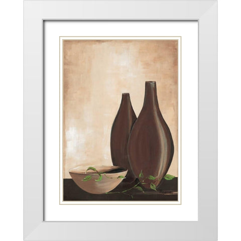 Brown vase IV White Modern Wood Framed Art Print with Double Matting by Florenti, Isa