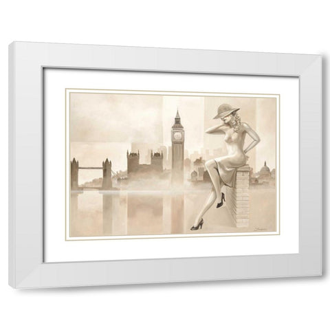 London lady White Modern Wood Framed Art Print with Double Matting by Jasper