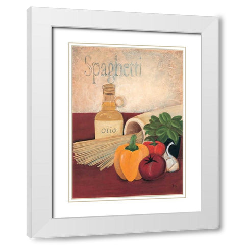 Spaghetti White Modern Wood Framed Art Print with Double Matting by Hedy