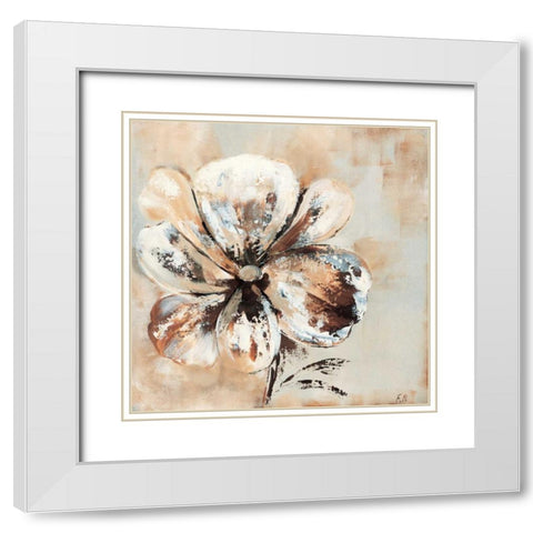 Flower in beige II White Modern Wood Framed Art Print with Double Matting by Florenti, Isa