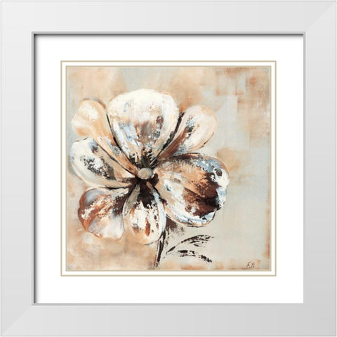Flower in beige II White Modern Wood Framed Art Print with Double Matting by Florenti, Isa
