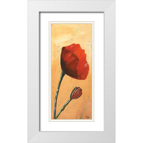 Red I White Modern Wood Framed Art Print with Double Matting by Leny