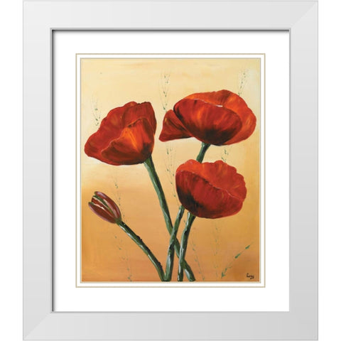 Red II White Modern Wood Framed Art Print with Double Matting by Leny
