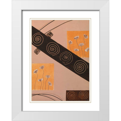 Ringlets II White Modern Wood Framed Art Print with Double Matting by Leny