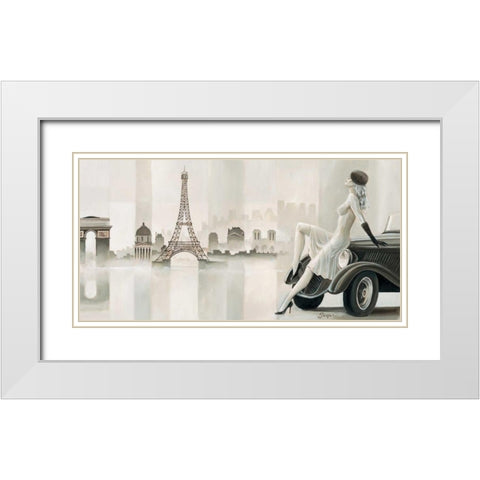 Thoughts of Paris White Modern Wood Framed Art Print with Double Matting by Jasper