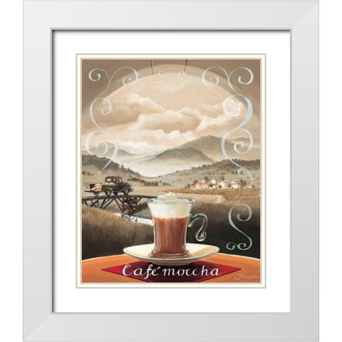 Cafe Moccha White Modern Wood Framed Art Print with Double Matting by Jasper