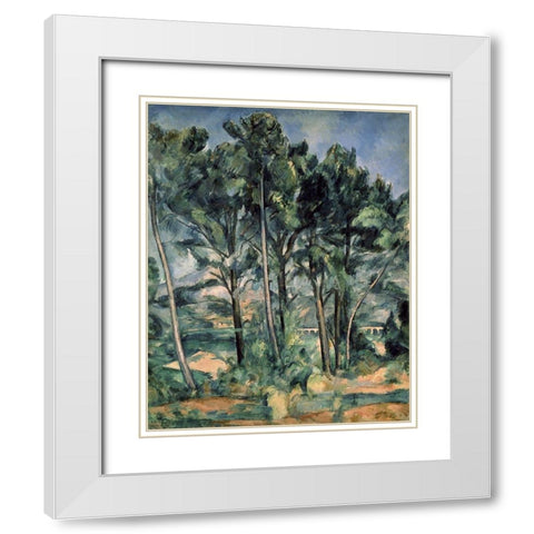 The Aqueduct (Montagne Sainte-Victoire Seen Throug White Modern Wood Framed Art Print with Double Matting by Cezanne, Paul