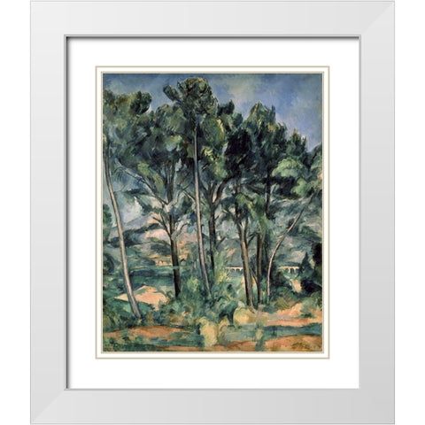 The Aqueduct (Montagne Sainte-Victoire Seen Throug White Modern Wood Framed Art Print with Double Matting by Cezanne, Paul