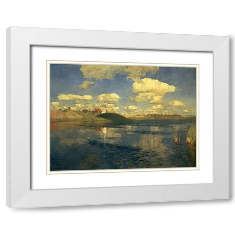 Lake Russia, 1900 White Modern Wood Framed Art Print with Double Matting by Levitan, Isaac