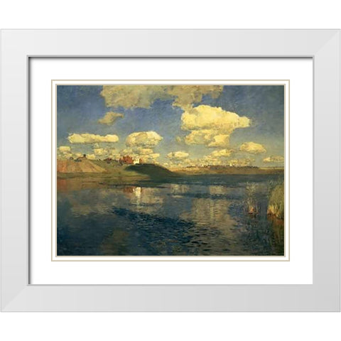Lake Russia, 1900 White Modern Wood Framed Art Print with Double Matting by Levitan, Isaac