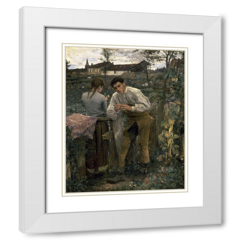 Rural Love White Modern Wood Framed Art Print with Double Matting by Bastien-Lepage, Jules
