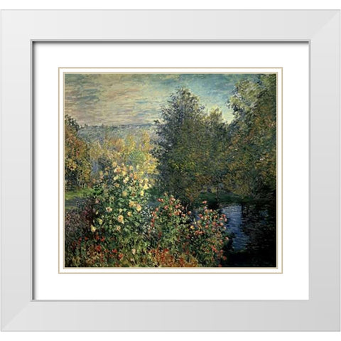 Quiet Corner in the Garden of Montgeron White Modern Wood Framed Art Print with Double Matting by Monet, Claude