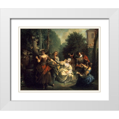 Afternoon Respite White Modern Wood Framed Art Print with Double Matting by Raoux, Jean