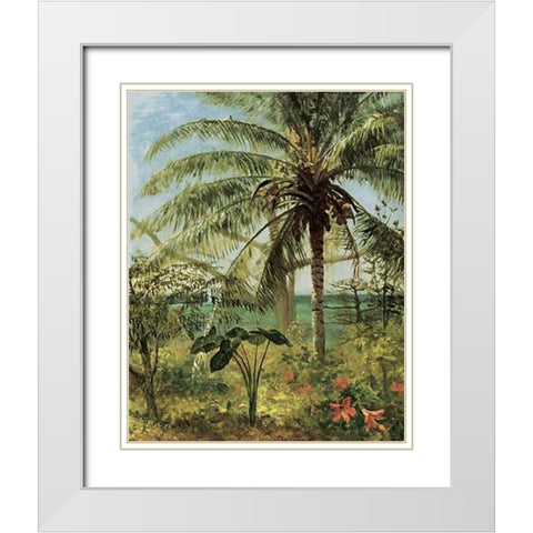Palm Tree, Nassau 1892 White Modern Wood Framed Art Print with Double Matting by Bierstadt, Albert
