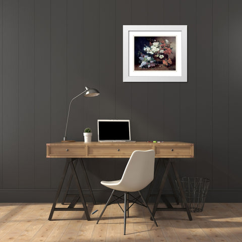 Still Life With Lilac White Modern Wood Framed Art Print with Double Matting by Cauchois, Eugene Henri