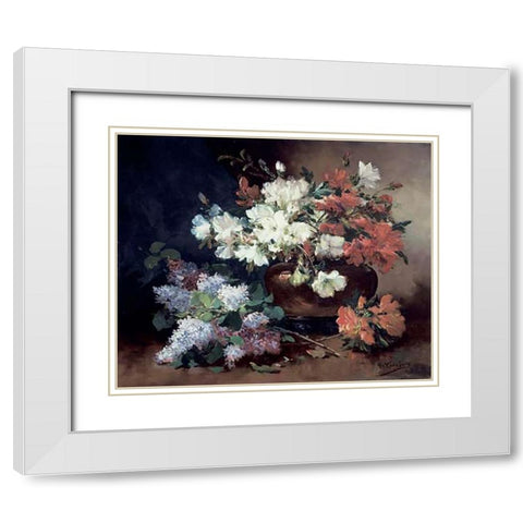 Still Life With Lilac White Modern Wood Framed Art Print with Double Matting by Cauchois, Eugene Henri