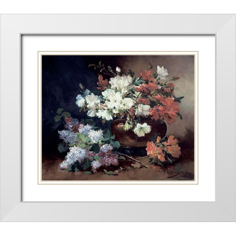 Still Life With Lilac White Modern Wood Framed Art Print with Double Matting by Cauchois, Eugene Henri