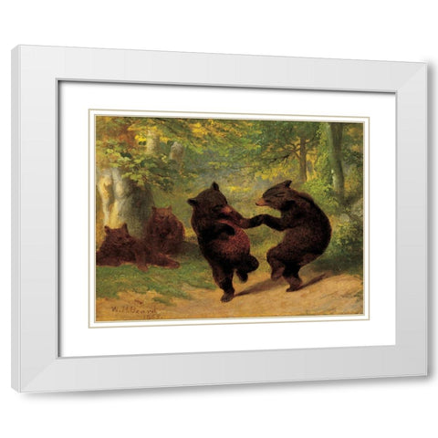 Dancing Bears White Modern Wood Framed Art Print with Double Matting by Beard, William H.