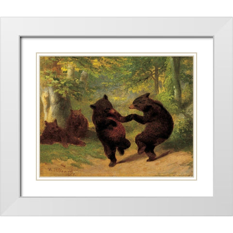 Dancing Bears White Modern Wood Framed Art Print with Double Matting by Beard, William H.