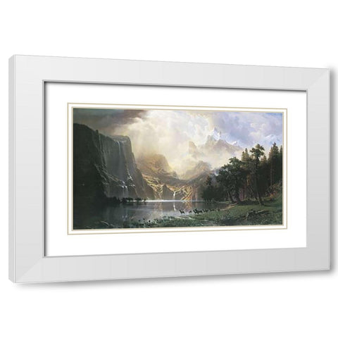 Sierra Nevada In California White Modern Wood Framed Art Print with Double Matting by Bierstadt, Albert