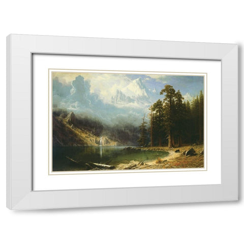 Mount Corcoran White Modern Wood Framed Art Print with Double Matting by Bierstadt, Albert