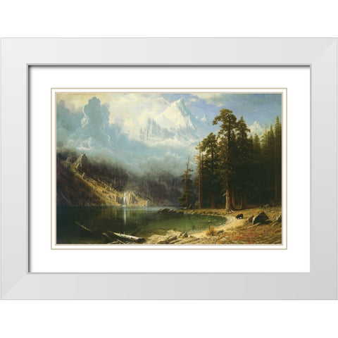 Mount Corcoran White Modern Wood Framed Art Print with Double Matting by Bierstadt, Albert