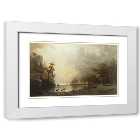 Sierra Nevada Morning White Modern Wood Framed Art Print with Double Matting by Bierstadt