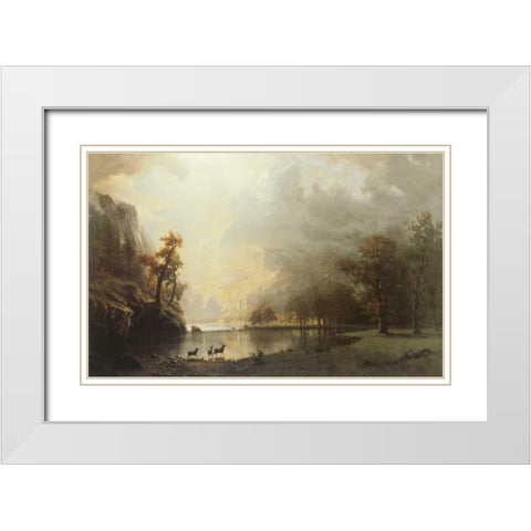 Sierra Nevada Morning White Modern Wood Framed Art Print with Double Matting by Bierstadt