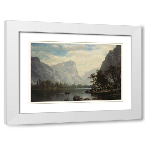 Mirror Lake White Modern Wood Framed Art Print with Double Matting by Bierstadt, Albert