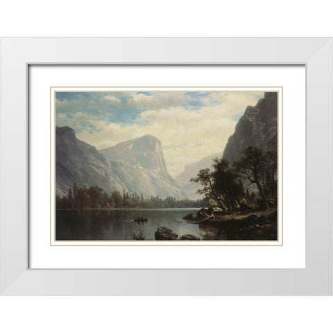 Mirror Lake White Modern Wood Framed Art Print with Double Matting by Bierstadt, Albert
