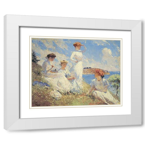 Summer White Modern Wood Framed Art Print with Double Matting by Benson, Frank Weston