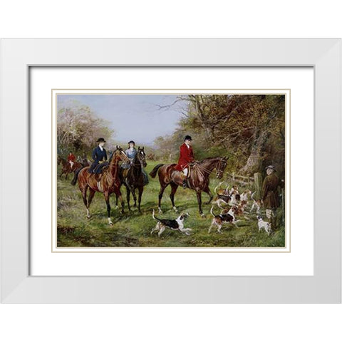 Going To Cover (Man With Red Jacket) White Modern Wood Framed Art Print with Double Matting by Hardy, Heywood