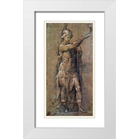 Roman God Mars White Modern Wood Framed Art Print with Double Matting by Crespi