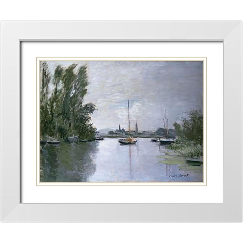 Argenteuil White Modern Wood Framed Art Print with Double Matting by Monet, Claude