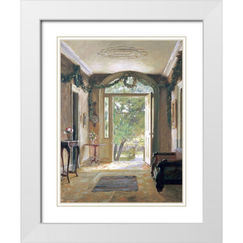The Front Hall White Modern Wood Framed Art Print with Double Matting by Birney, William Verplanck