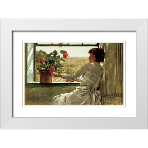 Summer Evening White Modern Wood Framed Art Print with Double Matting by Hassam, Childe