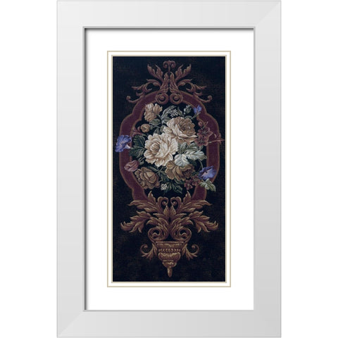 Rose Tapestry I White Modern Wood Framed Art Print with Double Matting by Riddle and Co. LLC,