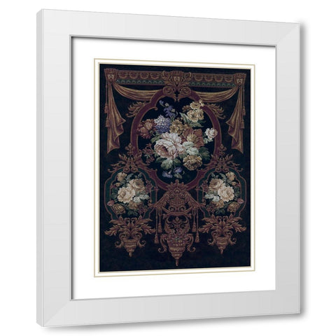 Floral Bouquet Tapestry White Modern Wood Framed Art Print with Double Matting by Riddle and Co. LLC,