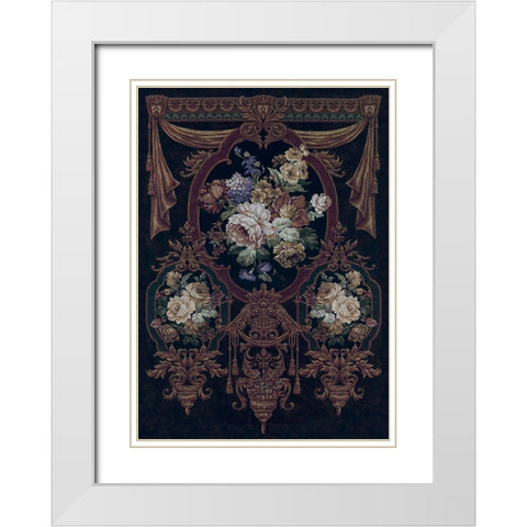 Floral Bouquet Tapestry White Modern Wood Framed Art Print with Double Matting by Riddle and Co. LLC,